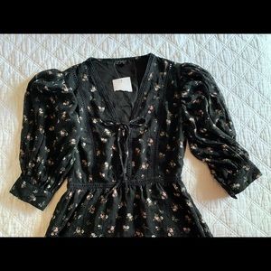 NWT Topshop Lattice Black Floral Midi Dress